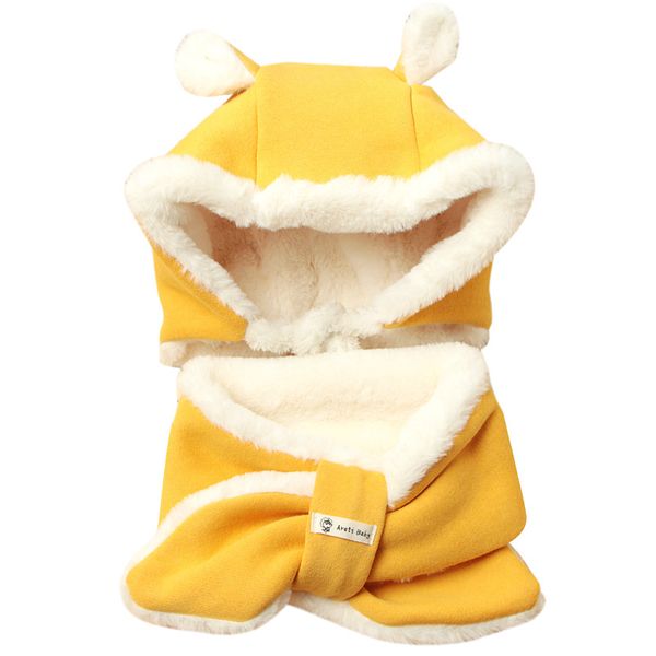 

children plush hat scarf set winter fleece scarf hat kids, Yellow