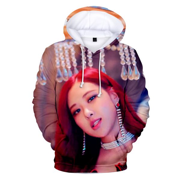 

fashion blackpink 3d hoodies women men harajuku autumn 3d print the idol of blackpink women's hoodies sweatshirts, Black
