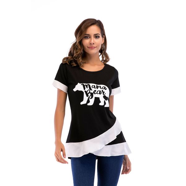

summer svideo cross-border new trade slim slim collar printing cross-matching t-shirt women, White