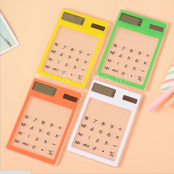 

8 digit touch screen ultra slim transparent solar stationery clear scientific calculator use for student school office