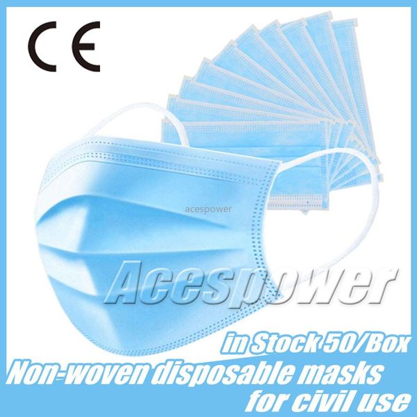

disposable face masks daily three layer protective mask anti fog dust-proof non-woven disposable for civil use ship via dhl