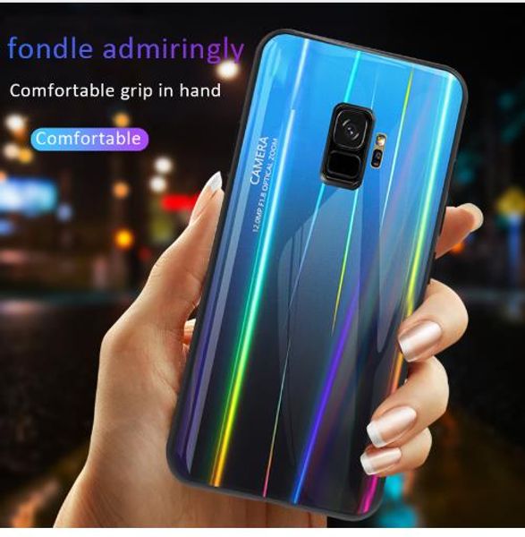 

tempered glass case for samsung galaxy s8 s9 plus aurora gradient colorful cover for samsung note 8 9 shockproof fundas