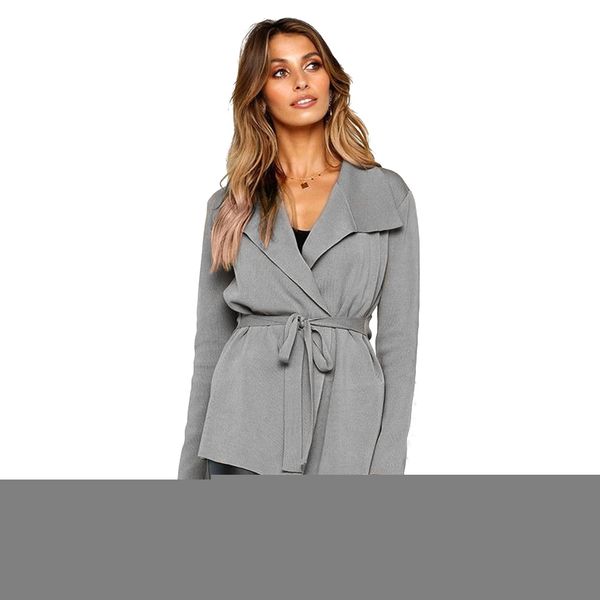 

cardigan fabala long sleeve outwear jacket casual bandage knit, Black;brown