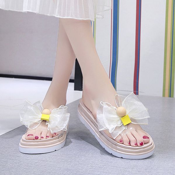 

med обувь тапочки flat платформа бабочка узел слайды slipers женщины мода soft 2020 резина pu повседневный leisure, Black