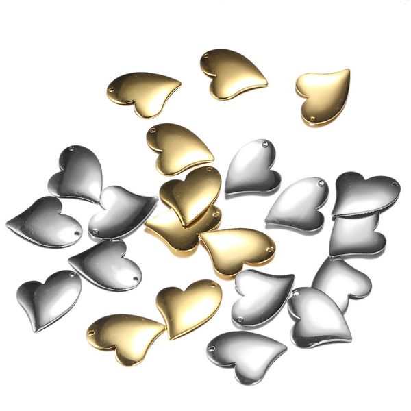 

20pcs/lot copper silver gold color simple heart blank stamp charms brass heart charms for necklace pendant diy jewelry making, Bronze;silver