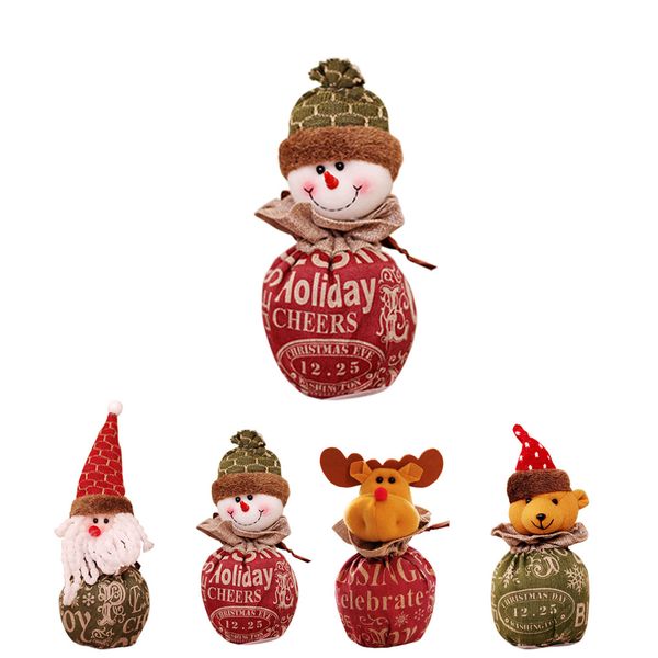 

christmas candy bag cartoon snowman santa claus xmas fruit pouch home party decoration gift holder