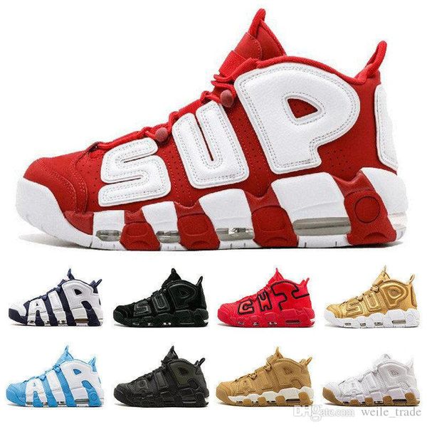 

air more uptempo mens basketball shoes sup designer men scottie pippen pe triple white gold trainers sports sneakers foams chausseures