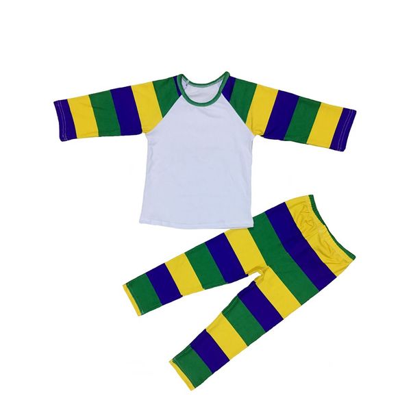 

purple green and gold polka dots custom infant clothes outfits children raglans leggings sets for new orleans mardi gras holiday, White