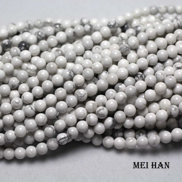 

meihan natural 4-5mm howlite (3 strands/set) smooth round beads for jewerly making design fashion stone diy bracelet necklace
