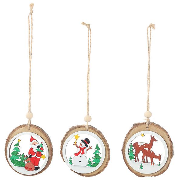 

wooden christmas tree hanging ornaments xmas new year santa claus snowman reindeer pendants for home party decoration accessory