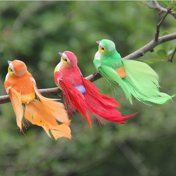 

pack of 12 realistic feathered birds clip on artificial craft bird garden parties lawn decor