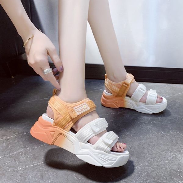 

women sandals 2020 summer walking wedges high heels shoes female fashion hook loop casual platform sandals women sandales femme, Black