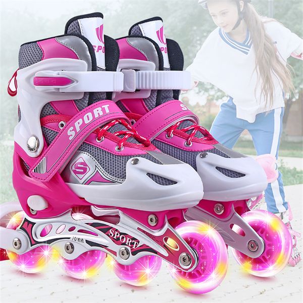 

outdoor sports skates rollerblades inline adjustable children tracer for kids boys girls illuminating wheels roller skates shoes