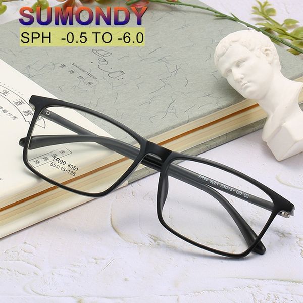 

myopia glasses sph -0.5 -1 -1.5 -2.0 -2.5 -3.0 -3.5 -4.0 -4.5 -5 -5.5 -6 women men tr90 frame large size prescription spectacles, Black