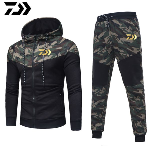 

2020 рыбацкие костюмы открытый дышащий полный рукав рыбалка hoodie упругие брюки спортивные камуфляж комплект мужской одежды
