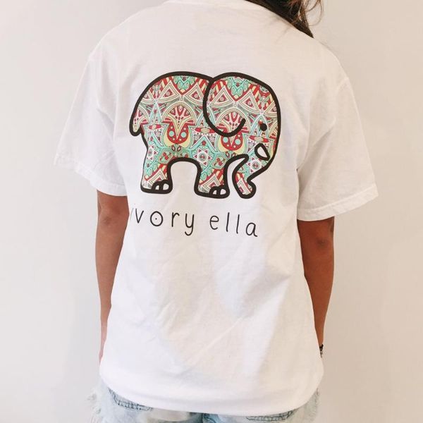 

msaiss elephant printed t shirt women summer animal short sleeve tshirts t-shirt girl casual, White