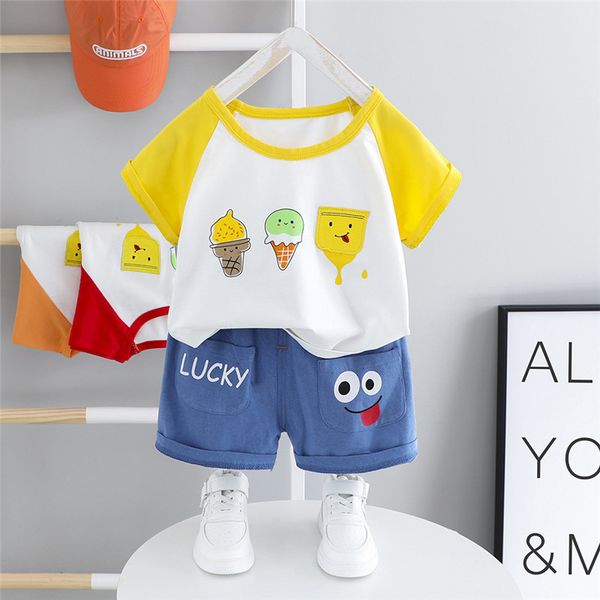 

baby boy clothing set cute summer t-shirt cartoon children boys clothes shorts suit for kids outfit denim outfit, White