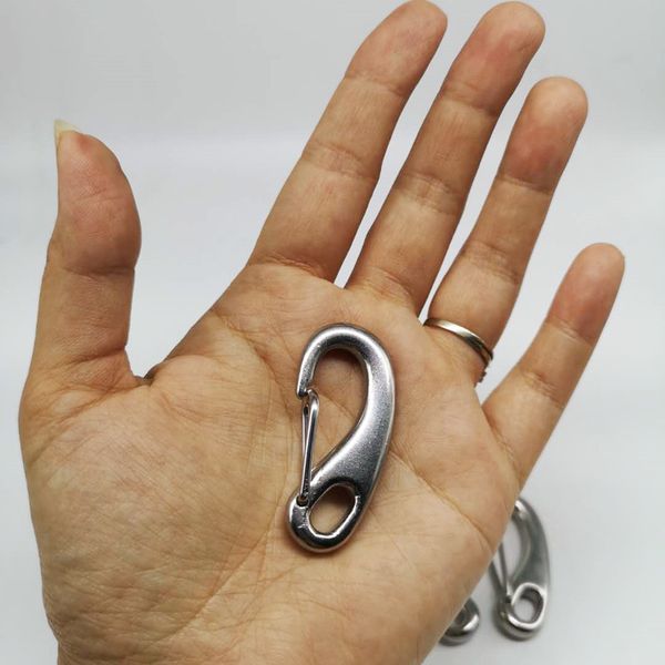 

4pcs 50mm boat marine stainless steel egg shape spring snap hook clips quick link carabiner buckle eye shackle