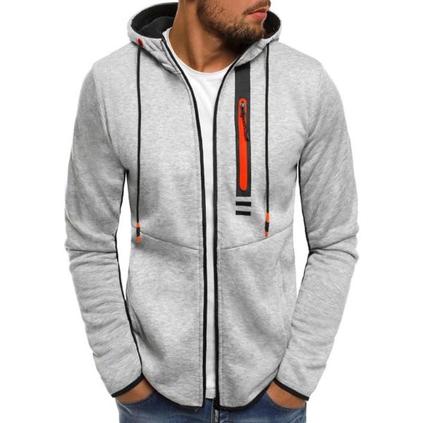 

zogaa men sports casual wear zipper fashion tide jacquard hoodies fleece jacket fall sweatshirts casual hooded warm sweatshirts, Black