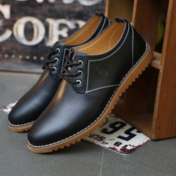 

leather men casual shoes mens breathable daily black driving shoes plus size 37-47
