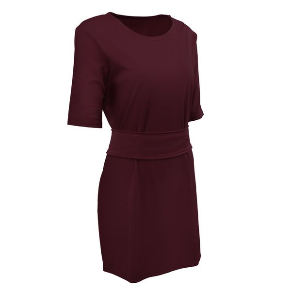 

spring and autumn ladies knitted t-shirts solid sleeve waist ol commuter dress, Black;gray