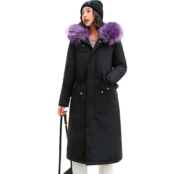 

oversized winter jacket women warm thick velvet long coats faux fur parka female solid casual women fur jacket outerwear q2213, Black