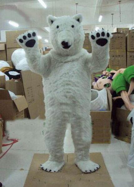 

new profession polar bear mascot costumes halloween cartoon size white plush fancy party dress ing, Red;yellow