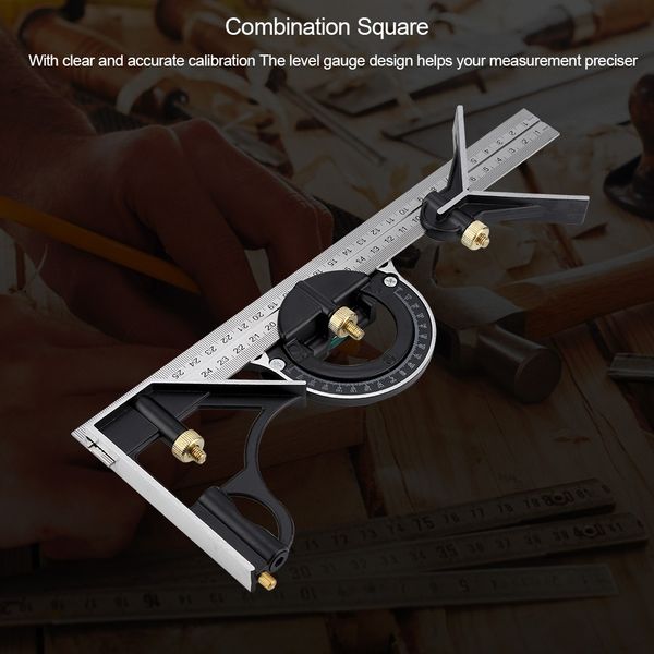 

300мм из нержавеющей стали многофункциональный комбинация tri-square линейка стали машинист лучший измерение угла инструмент линейка штанген