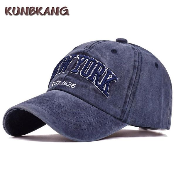 

100% хлопок промытого джинсовой бейсболка new york вышивка snapback папа hat casquette для мужчин женщин летних видов спорта sun trucker cap, White