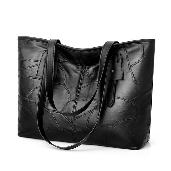 

lanzhixin women handbag leather women's bag european american sheepskin shoulder bag spliced large capacity tote fashion
