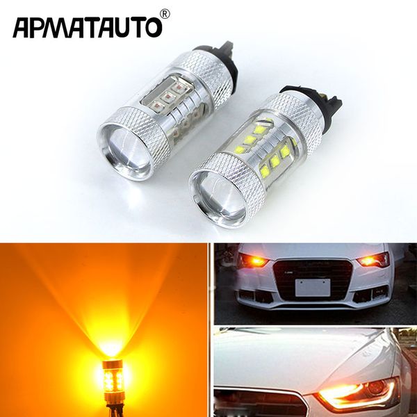 

2x amber yellow white 80w canbus pw24w pwy24w led bulbs for audi a3 a4 a5 q3 vw 7 golf cc fusion front turn signal lights