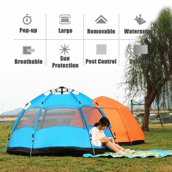 

automatic camping tent easy setup tent family portable outdoor hiking beach anti-uv sun protection shelter 5-8 person