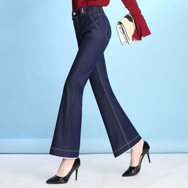 

flare jeans women denim pants tencel new fashion spring autumn high waist casual capris female tassel blue trousers sy50810