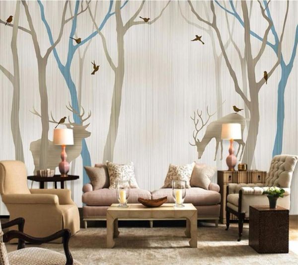

custom p wallpaper 3d mural abstract hand painted european nostalgia reindeer l living room wallpaper papel de parede