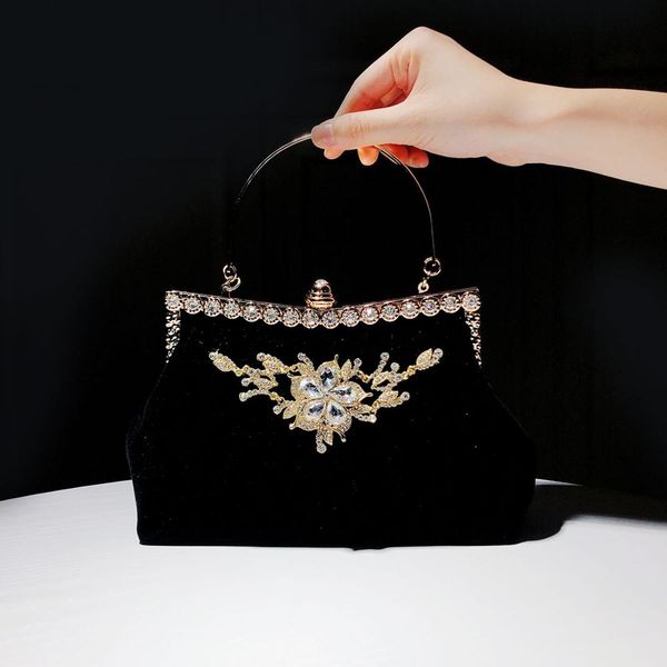 

2019 new clutch bag female cheongsam chinese style evening dinner bag bride wedding red banquet gold handbag