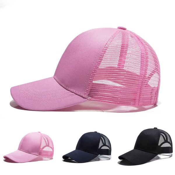 

women lightweight baseball running sports cap with ponytail hole in9, Blue;gray