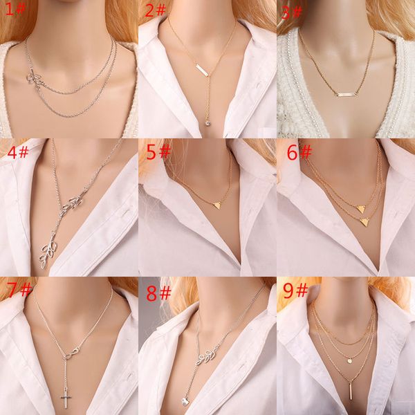 

2020 collares kolye choker women's necklace europe and the explosion models 8 word bird leaves multilayer ladies jewelry, Silver