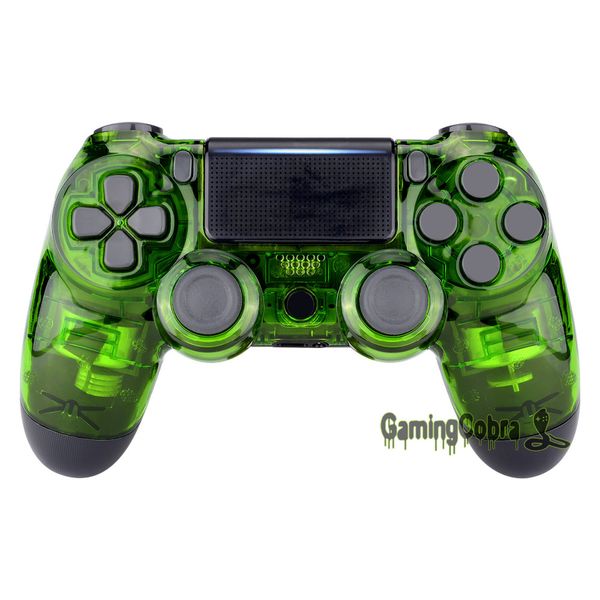 

transparent clear green front housing shell faceplate fix part for playstation 4 ps4 slim pro controller - sp4fm04g