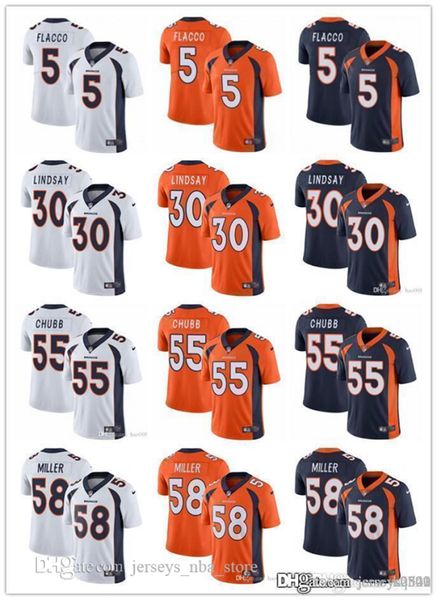 

men women denver broncos youth 5 joe flacco 30 phillip lindsay 58 von miller 55 bradley chubb football jerseys orange navy, Black;red