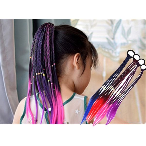 Girl Gradient Color Wig Ponytail For Kid Headress Wig Headband