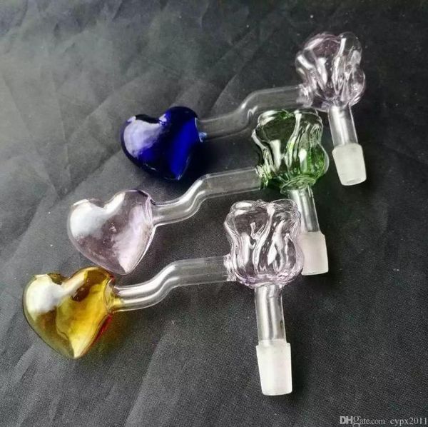 Pfirsichherz-Rosen-Topf, Glasbongs-Zubehör, Wasserpfeifen, Glasbongs, Hookahs, zwei Funktionen für Bohrinseln, Glasbongs