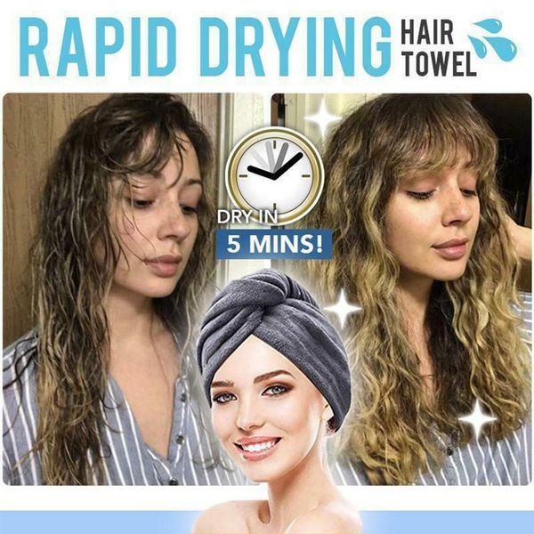 

magic microfiber hair fast drying dryer towel bath wrap hat quick cap turban dry bath towels for adults