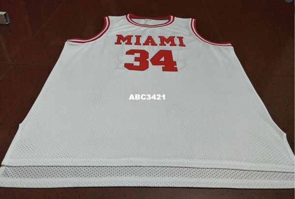 

vintage #34 ron harper miam of ohio college bsaketball jersey size s-4xl or custom any name or number jersey, Black;red