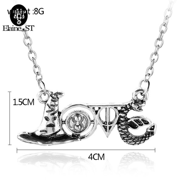 

love style pendant necklace turner deathly hallows triangle hogwarts hat necklaces jewelry maxi long chain triangle necklace, Silver