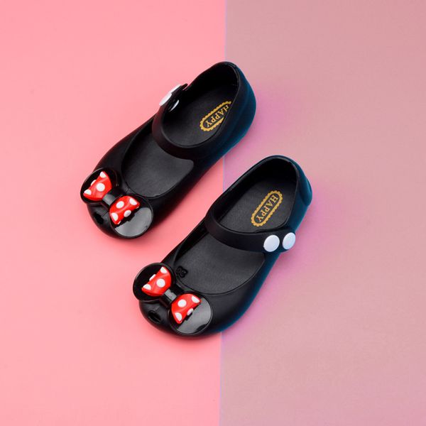 

girls sandals 2020 new cute mini sandals girl pvc flat princess party shoes toddler girl bowknot jelly princess, Black;red