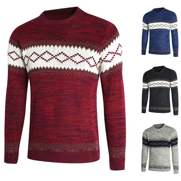 

2018 new arrival brand sweater men fashion male pullover sweaters casual knitted rhombus print sweaters, White;black