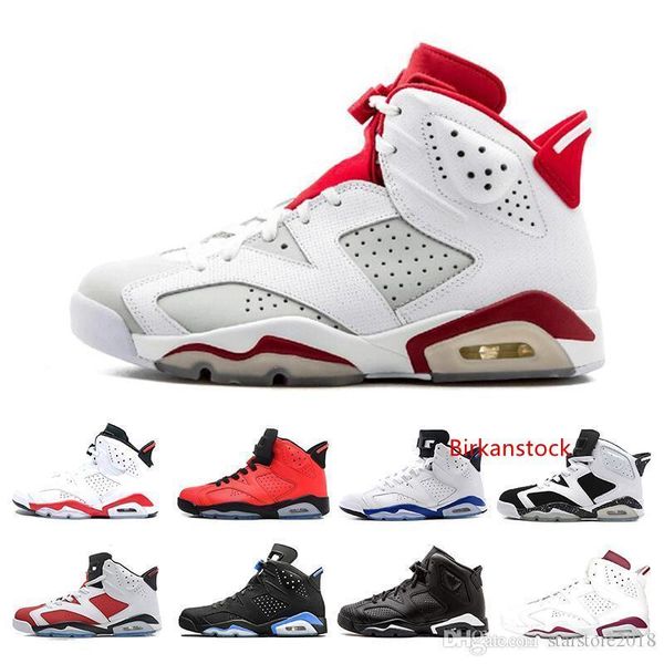 

rushed 6 6s alternate angry bull black cat carmine basketball shoes mens oreo high white infared sport blue unc sneakers size 7-13