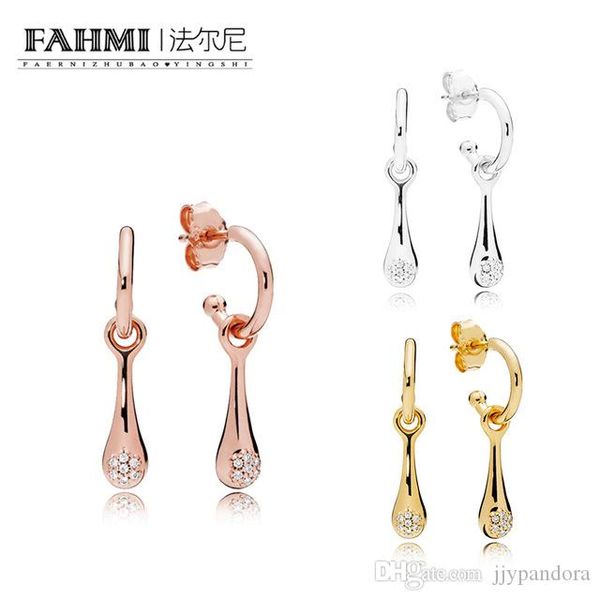

fahmi 100% sterling silver 1:1 glamour 267357cz 287357cz 297357cz charm earrings original women wedding fashion jewelry 2018, Golden;silver
