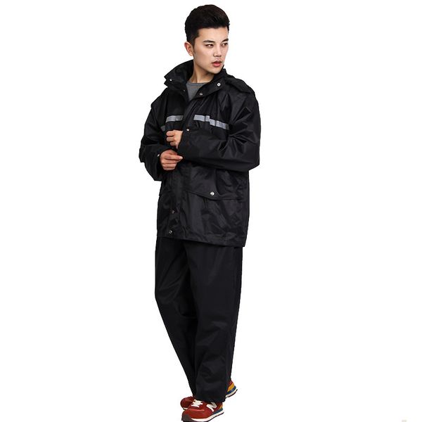 

outdoor fishing riding hiking pvc waterproof jacket pants sets raincoat impermeable double layer thicken motorcycle poncho, Blue;black