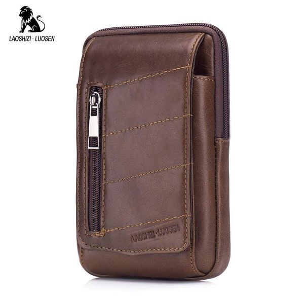 

men bags cow leather men waist packs portable mobile phone storage bags fanny pack cigarette hanging coin purse